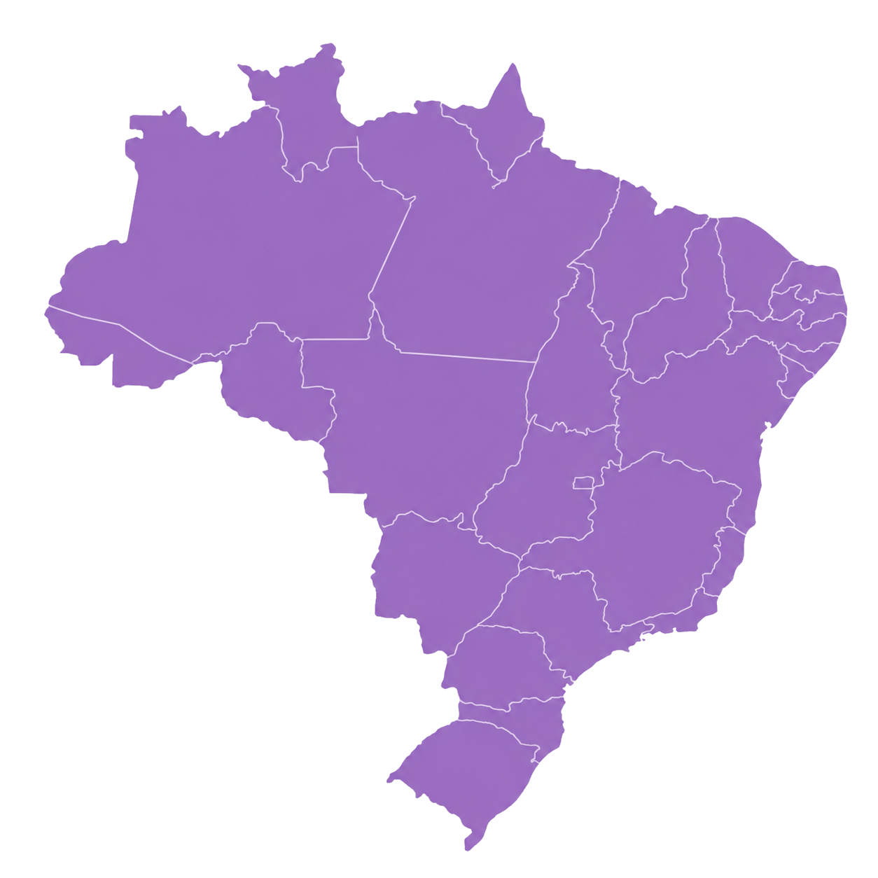 Mapa do Brasil com presença nacional