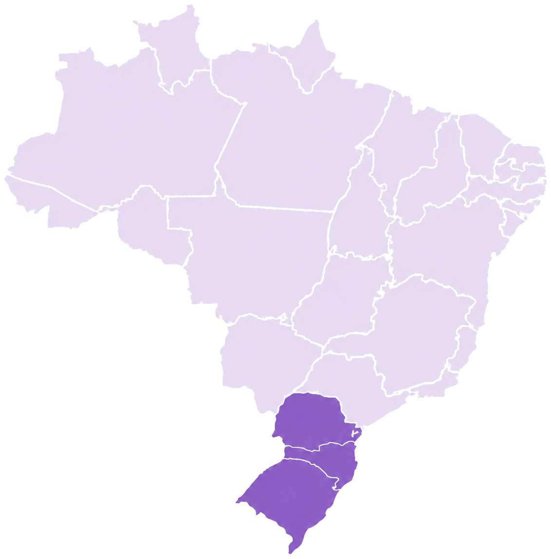 Mapa do Brasil com destaque para o Sul